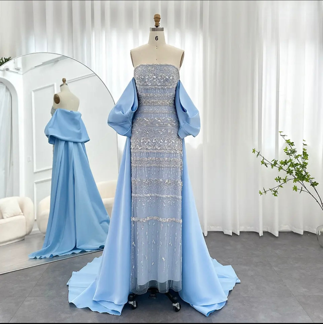 Elegant Sage Green Evening Dresses with Cape Formal Gown Guest of Wedding Bridesmaid Dress