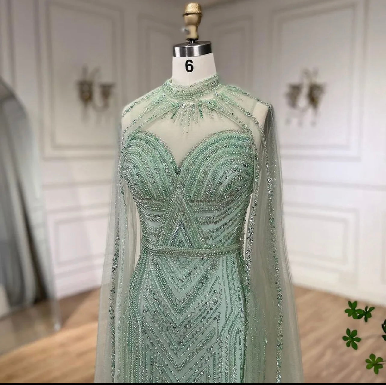 Caramel Elegant Cape Sleeves Mermaid Beaded Evening Dresses Long Gowns Guest of Wedding