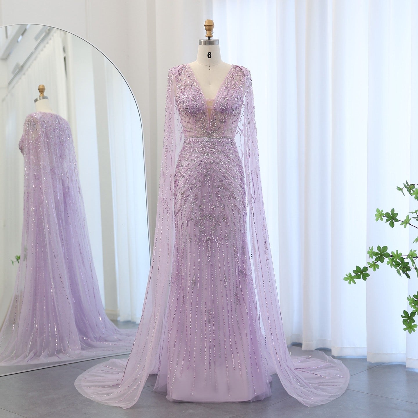 Elegant Turquoise Mermaid Evening Dresses with Cape Sleeves V-Neck Silver Grey Wedding Formal Guest of Wedding Bridesmaid Gowns