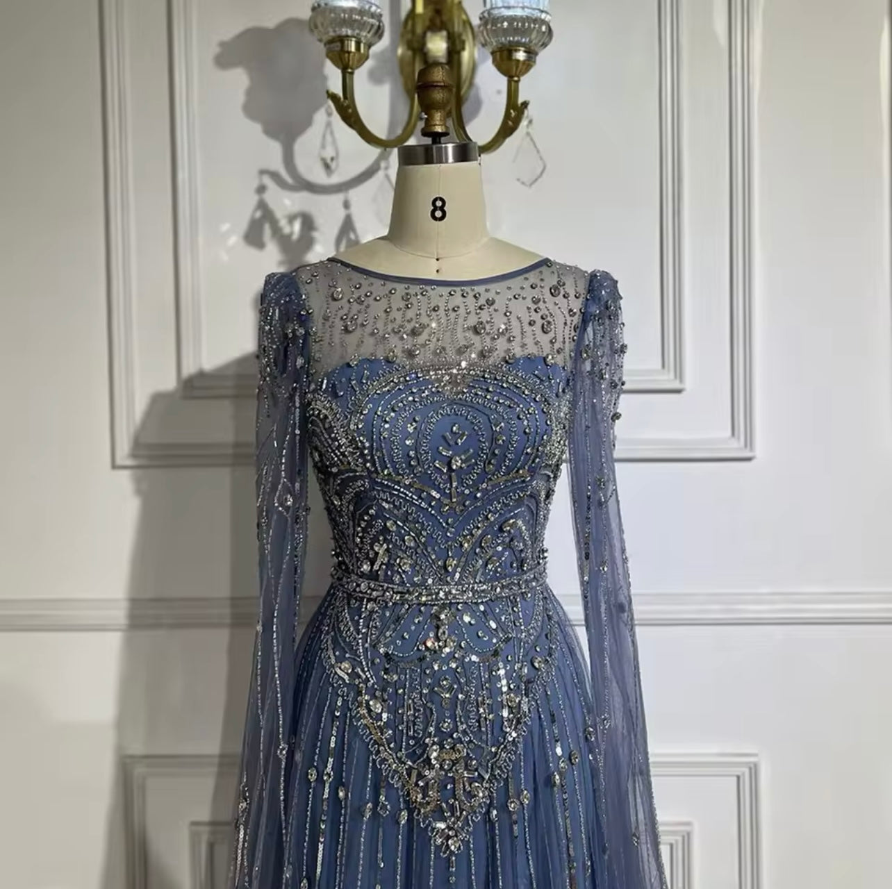 Luxury Pearls Dubai Champagne Mermaid Evening Dresses with Cape Guest of Wedding Gala Gown