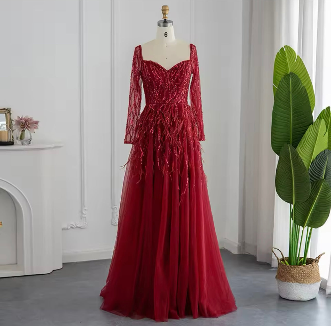 Luxury evening dress formal dress wedding Blue Mermaid Cape Sleeves With Feather V Neck Evening Dress Beaded Party ball Gown For Women