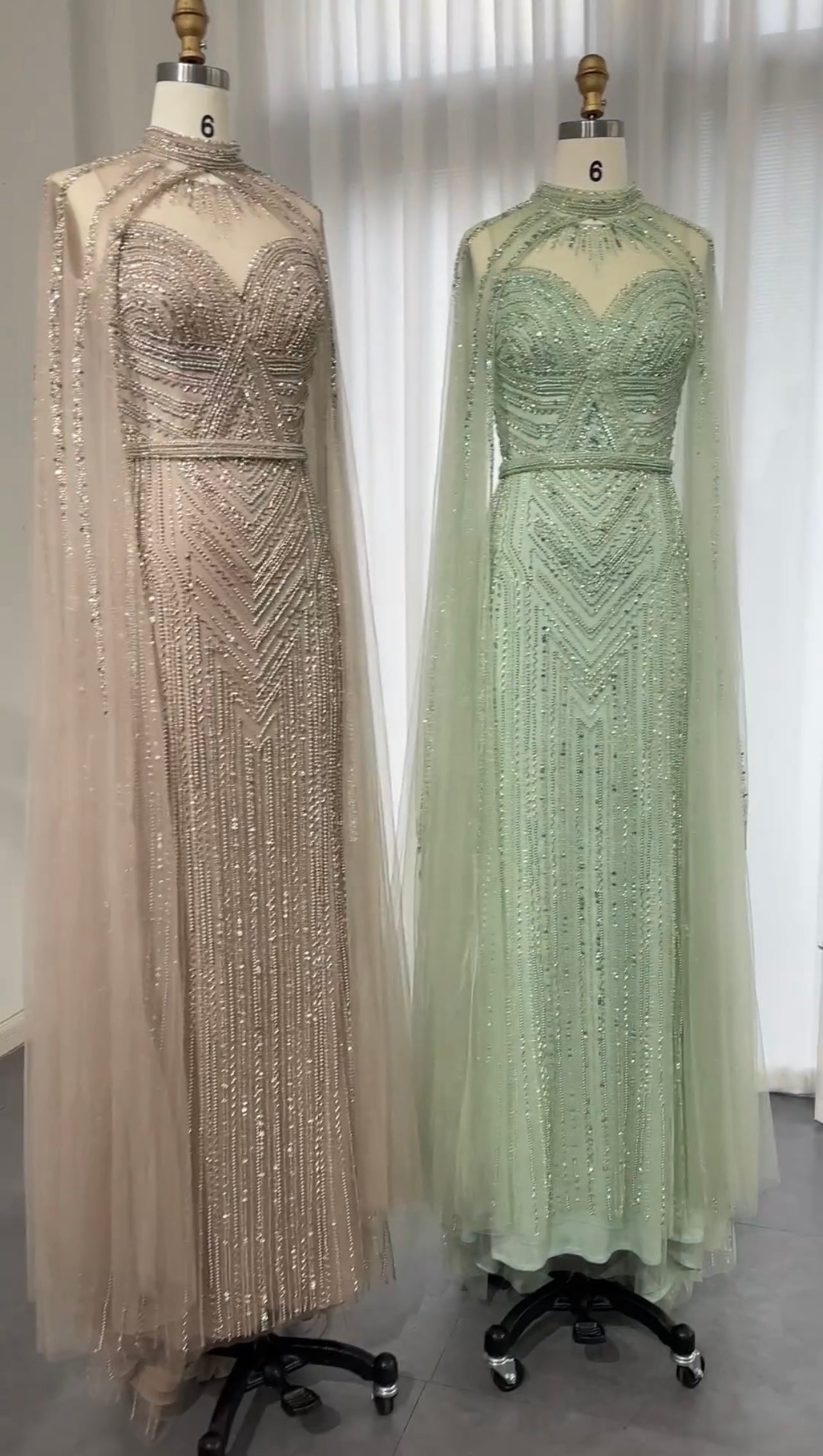 Caramel Elegant Cape Sleeves Mermaid Beaded Evening Dresses Long Gowns Guest of Wedding