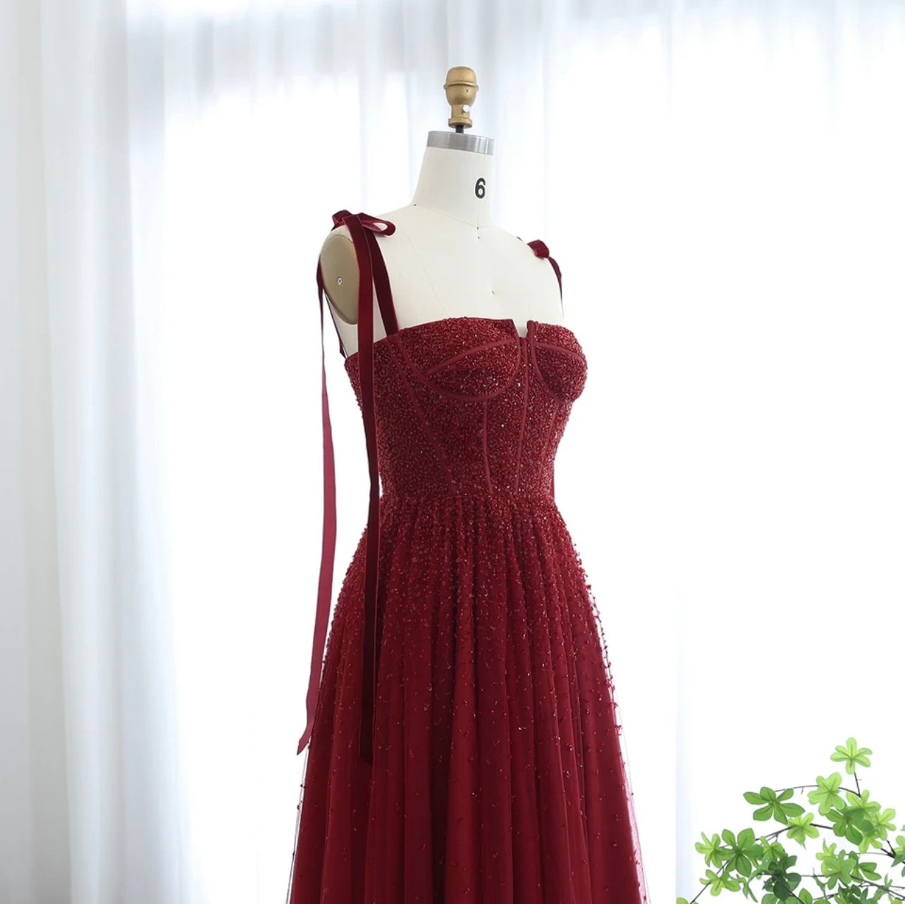 Embellished Beaded Wine Red Dubai Evening Dresses with Straps Arabic Elegant Women Guest of Wedding Gala Gown