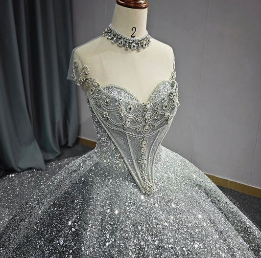 Silver Quinceanera Dress