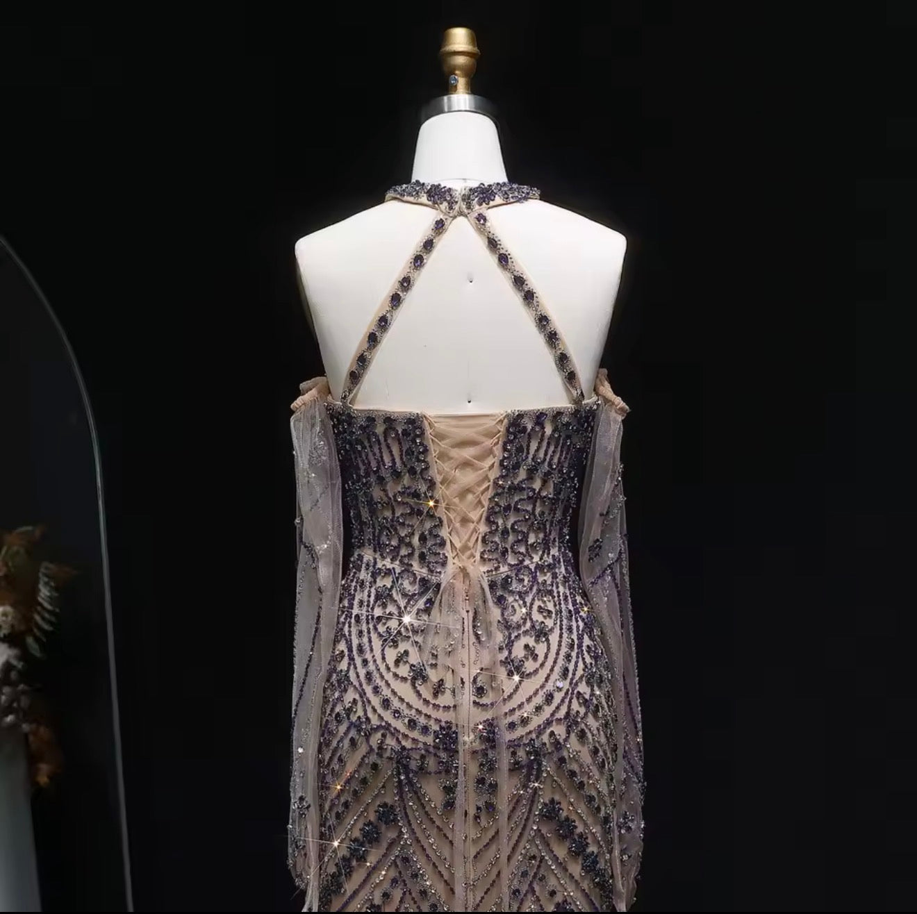 Luxury Evening Dress Guest of Wedding
Mermaid with Gloves Embellished Halter Ball Gown