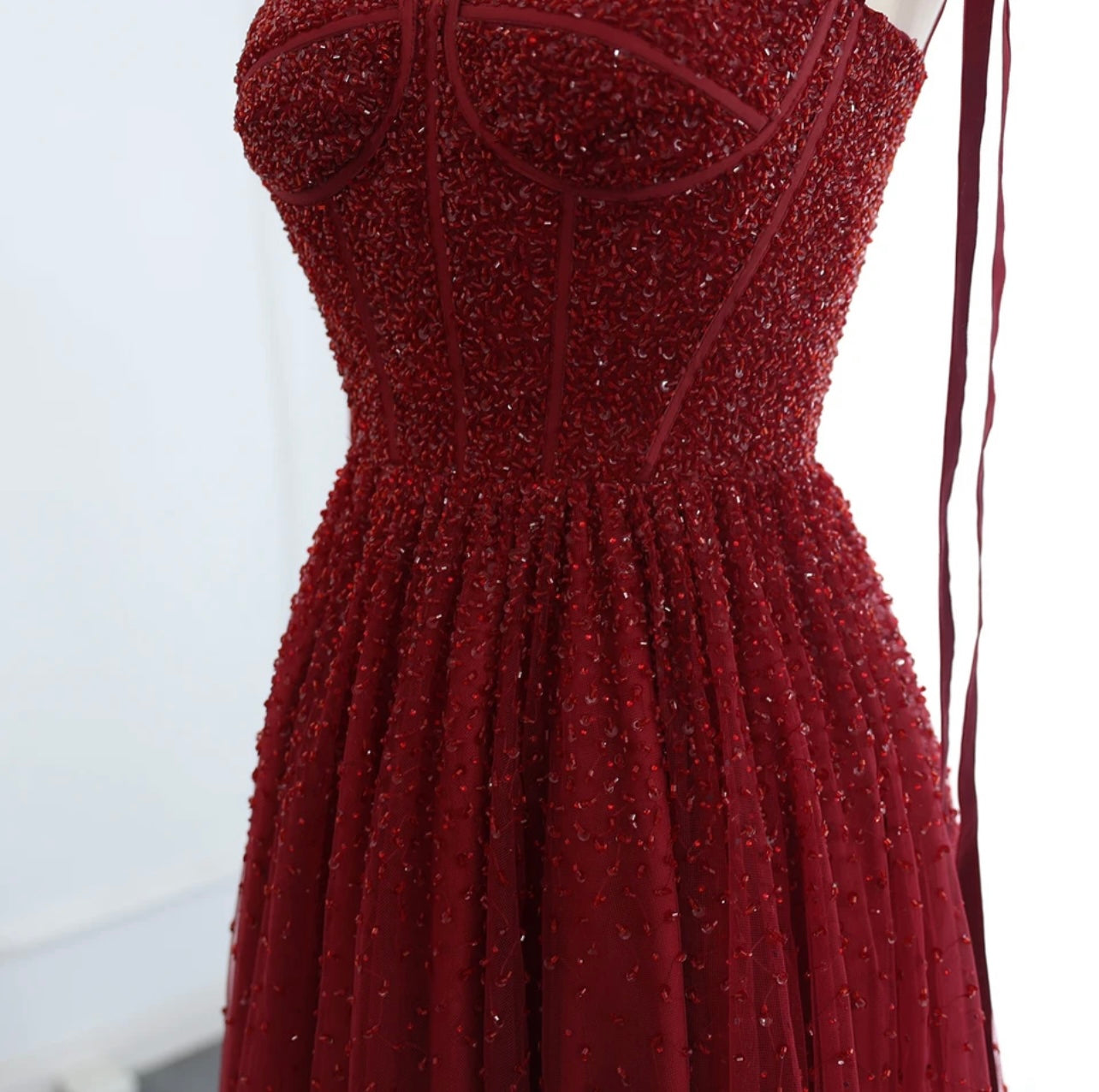 Embellished Beaded Wine Red Dubai Evening Dresses with Straps Arabic Elegant Women Guest of Wedding Gala Gown