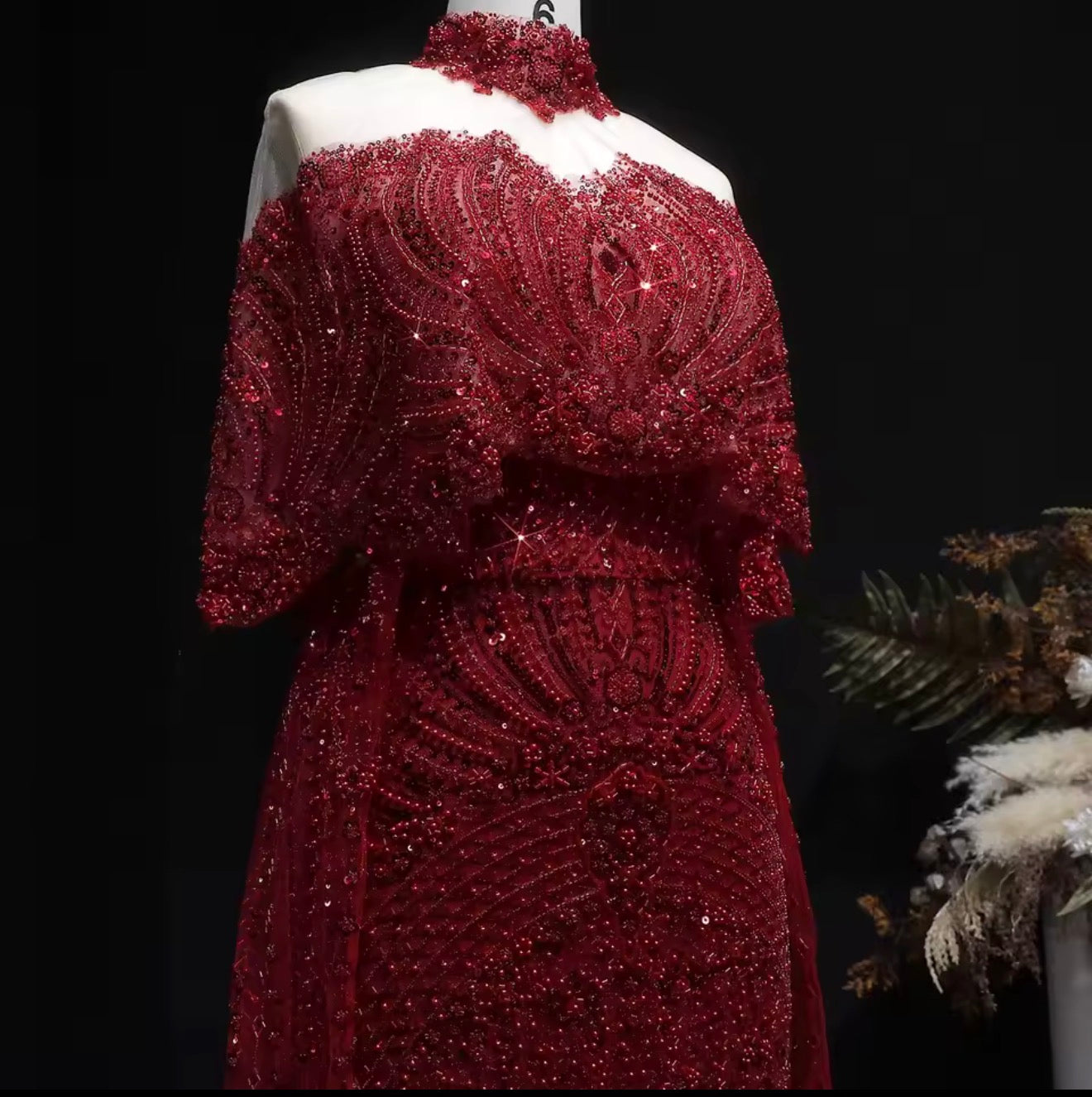 Dubai Arabic Embellished Evening Dress with Overskirt for Guest of Wedding Ball Gown